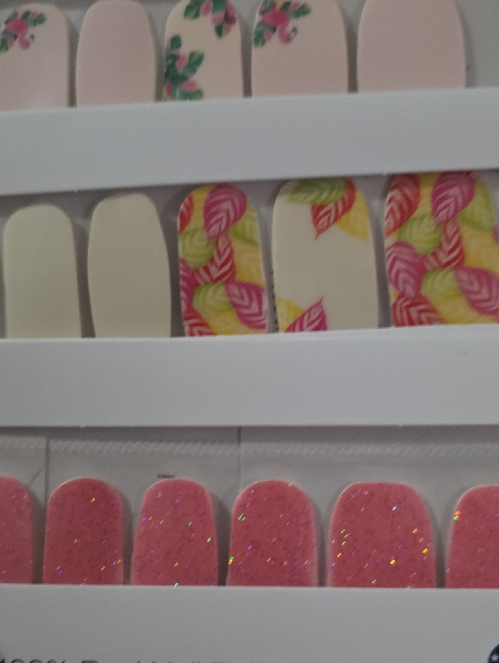 Color Street Pink Floral and Glitter Nail Strips